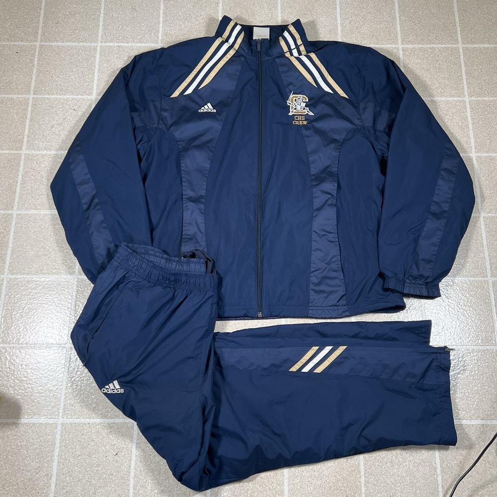Adidas Vintage Y2K Track Suit Men's Size Sz L Nylon Windbreaker Navy Blue